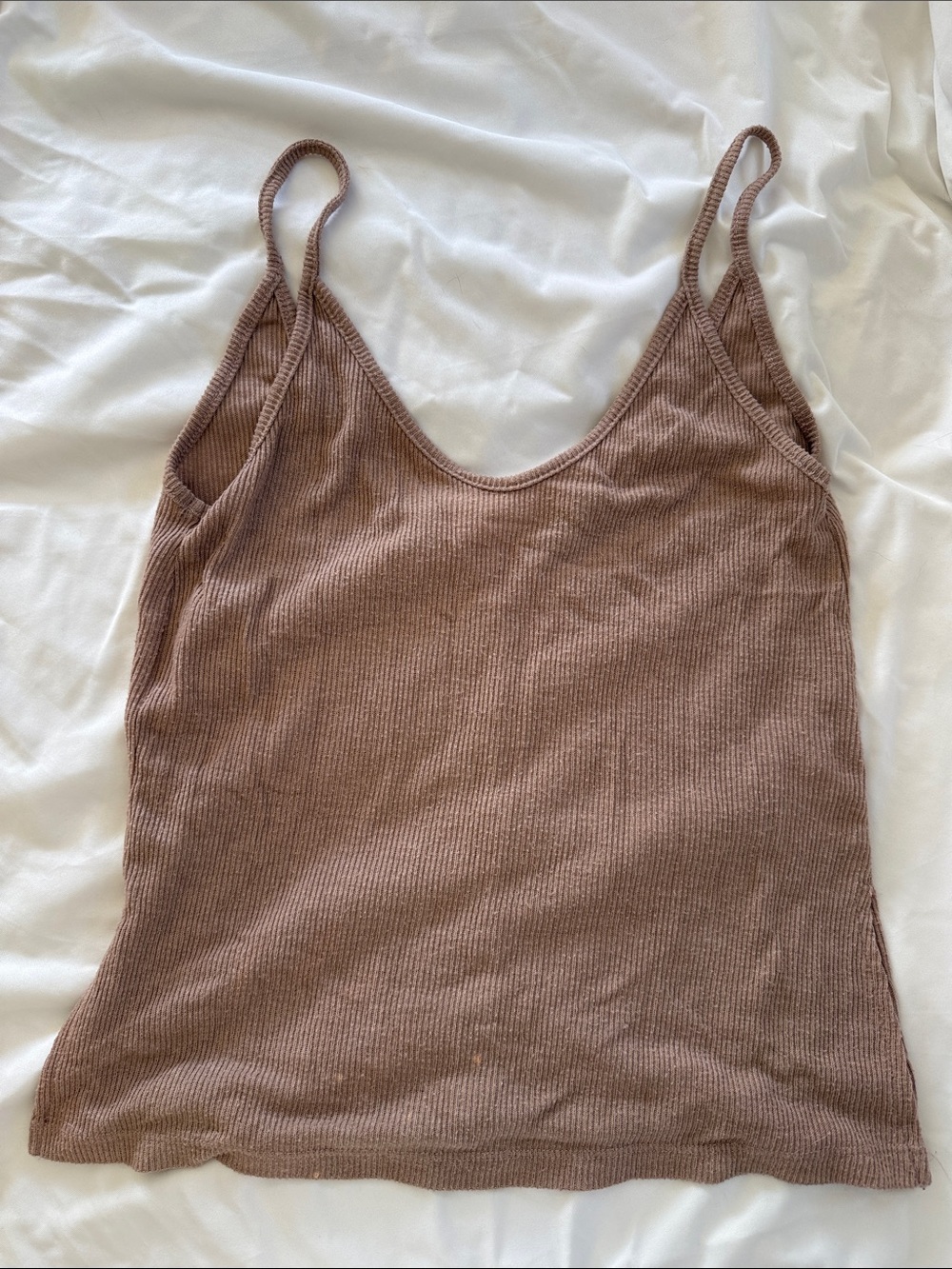 Brandy Melville Ribbed Spaghetti-Strap Tank - Mauve Brown